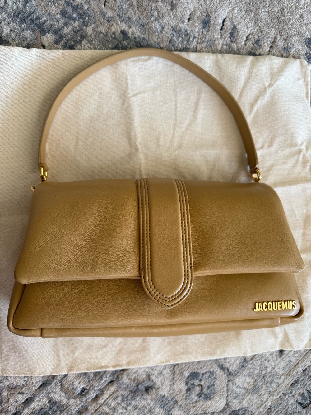 Jacquemus Tan Shoulder Bag with Top Handle and Flap